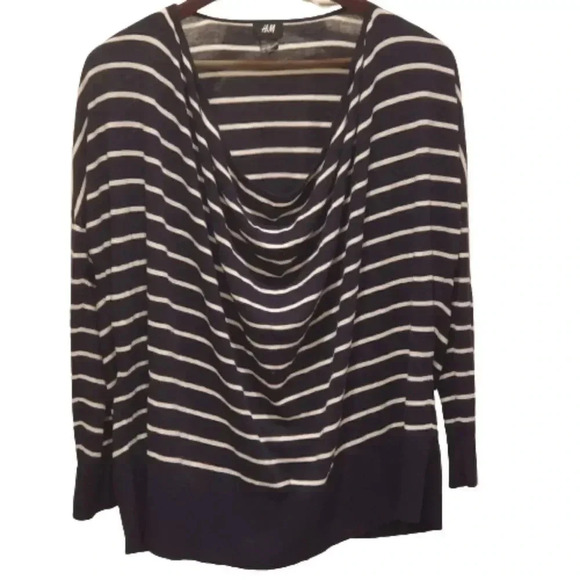 H&M black and white striped lightweight sweater Size Small - Picture 2 of 4